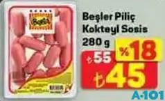 BEŞLER PİLİÇ KOKTEYL SOSİS 280 G